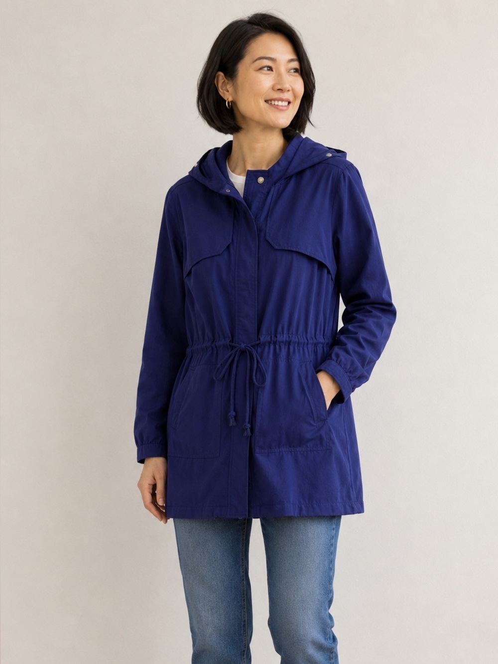 Jack by BB Dakota Navy Hooded Utility Anorak Autumn Jacket Drawstring Small